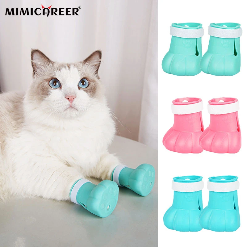 Antiscratch Cat Feet Covers Adjustable Antioff Shoes For Cat Silicone