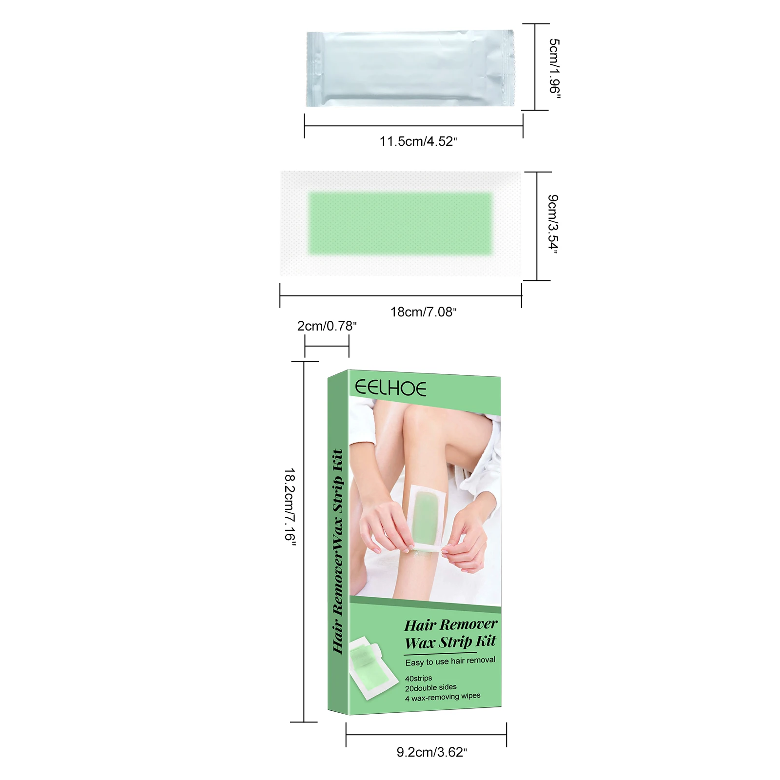 EELHOE Hair Removal Wax Strips Gentle Remove Hair Non-irritating Pore Shrink Improve Smoothness Quick Peel Off Hair Removal Wax
