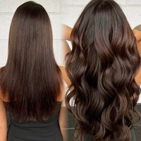 Extensions de cheveux à clipser, cheveux humains, mèches colorées # Extensions de cheveux humains brésiliens lisses à clipser 4/27, 16-26 pouces, couleur naturelle 6