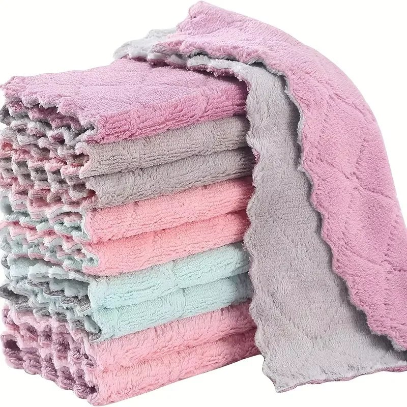10pcs Kitchen Towels And Dishcloths Rag, 15*25cm Small Dish Washing Towels, Color Assorted Varieties