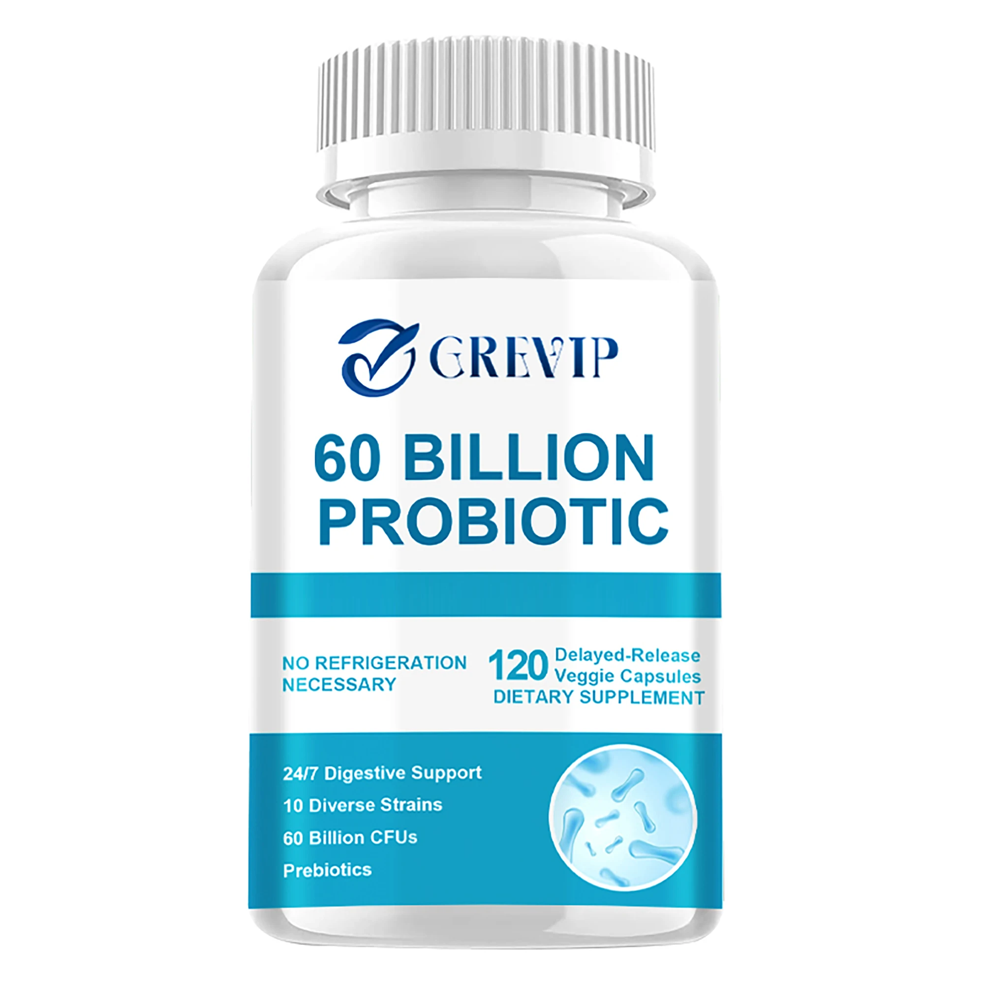 thumbnail image 1 of Probióticos - 60 mil millones de UFC - Promueven la salud digestiva general, la inmunidad, la salud intestinal, alivian los gases y la hinchazón - 120 s, 1 of 5