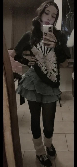Y2K Coquette Vintage Denim Skirt, customer photo