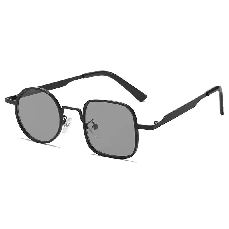 Vintage Asymmetric Metal Frame Sunglasses - Unisex Round & Square Design
