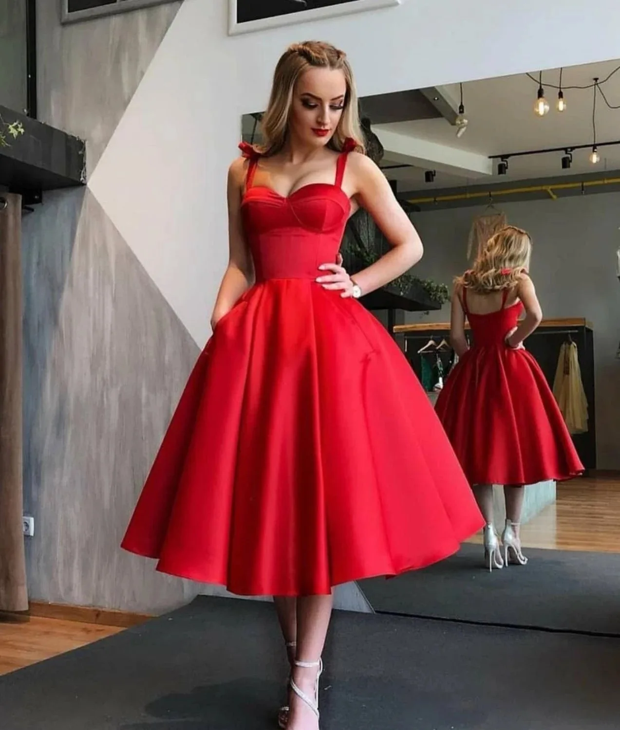 Fuchsia Prom Dresses 2024 Satin Knee Length with Pockets Spaghetti Strap A  Line Evening Formal Party Gonws Graduation Homecoming - AliExpress