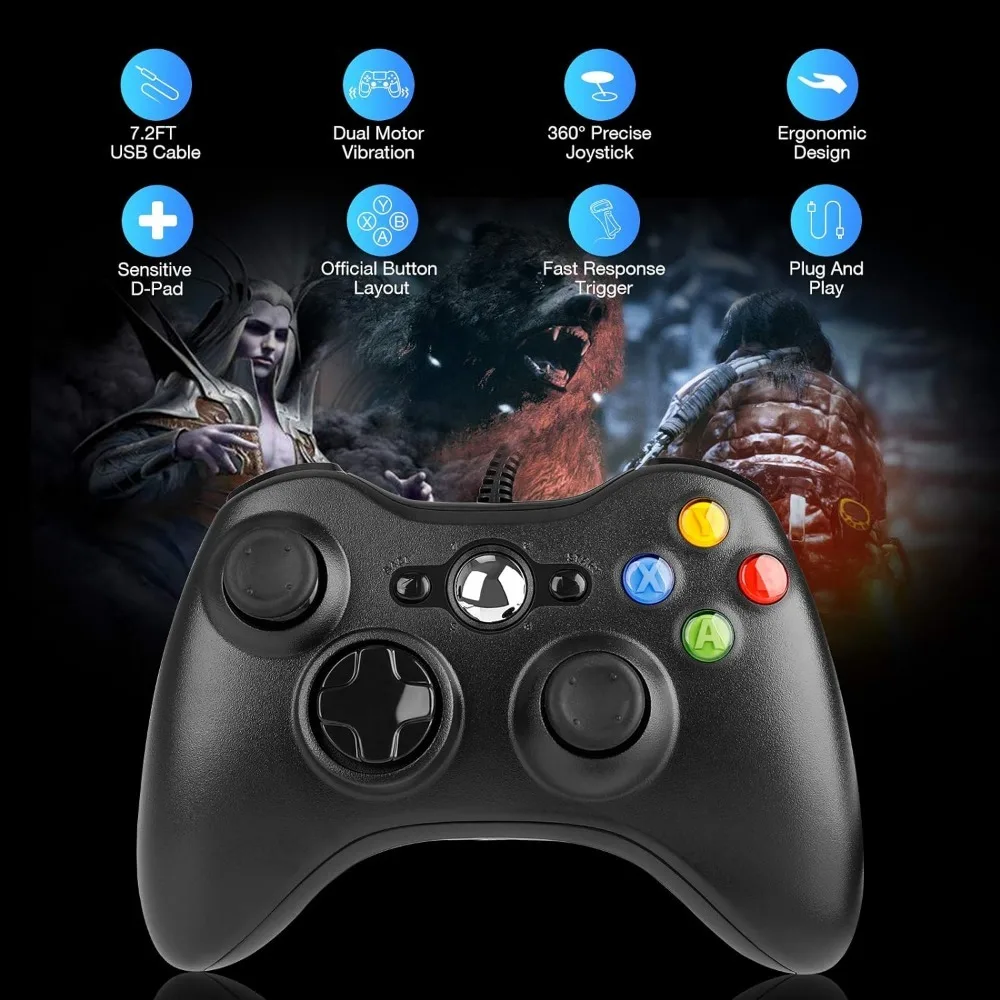 Xbox 360 Controller Usb Cablato Remote Gamepad Pc Gaming Control Windows 7/8/10/11 Joystick Accessori Per Console Per Videogiochi Joypad