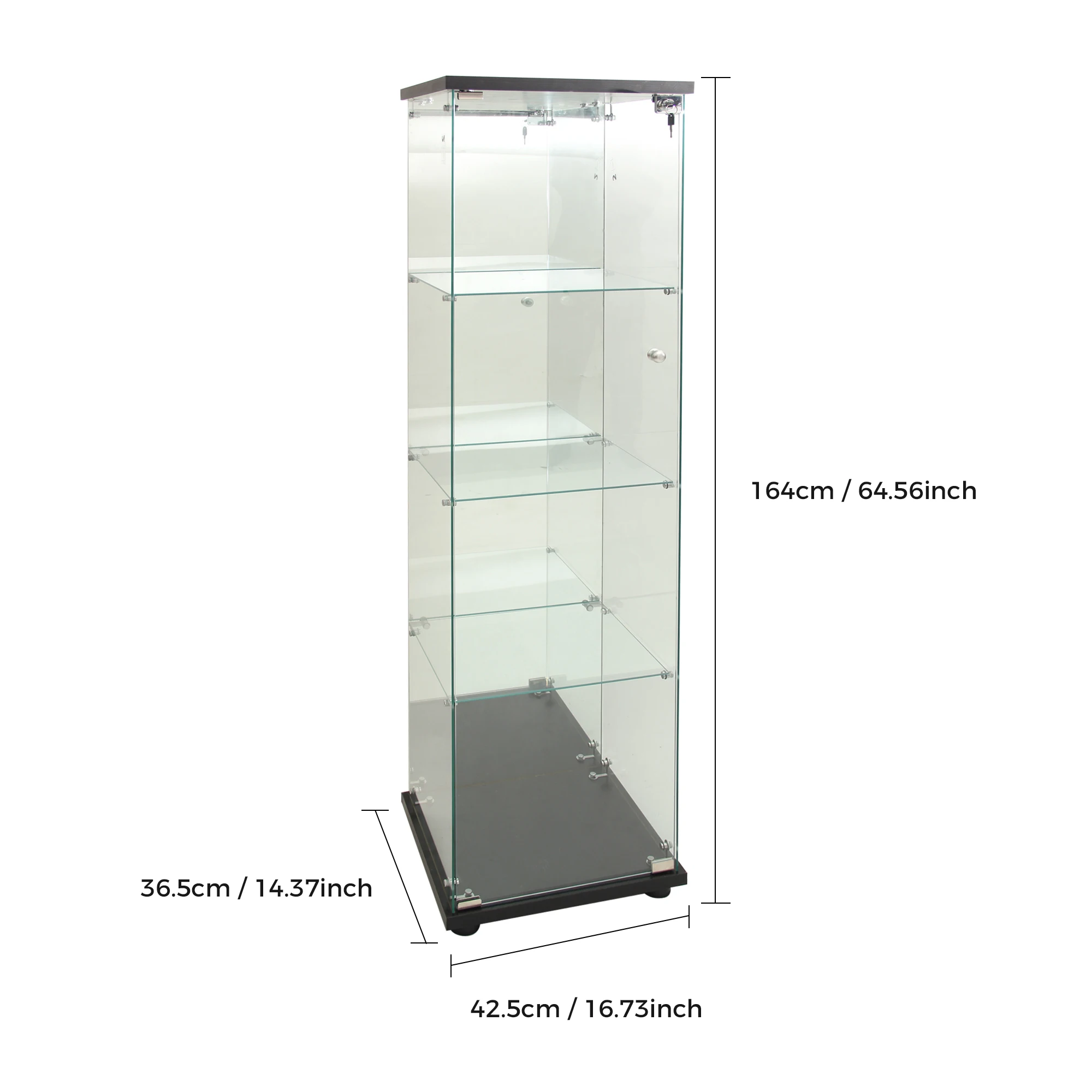 Rosahqnda Glasvitrine, Vertikale Vitrine mit LED-Beleuchtung und Glastür, mit 4 Regalen, Geeignet für Sammlerstücke, Bücher,Wein – Detail 6