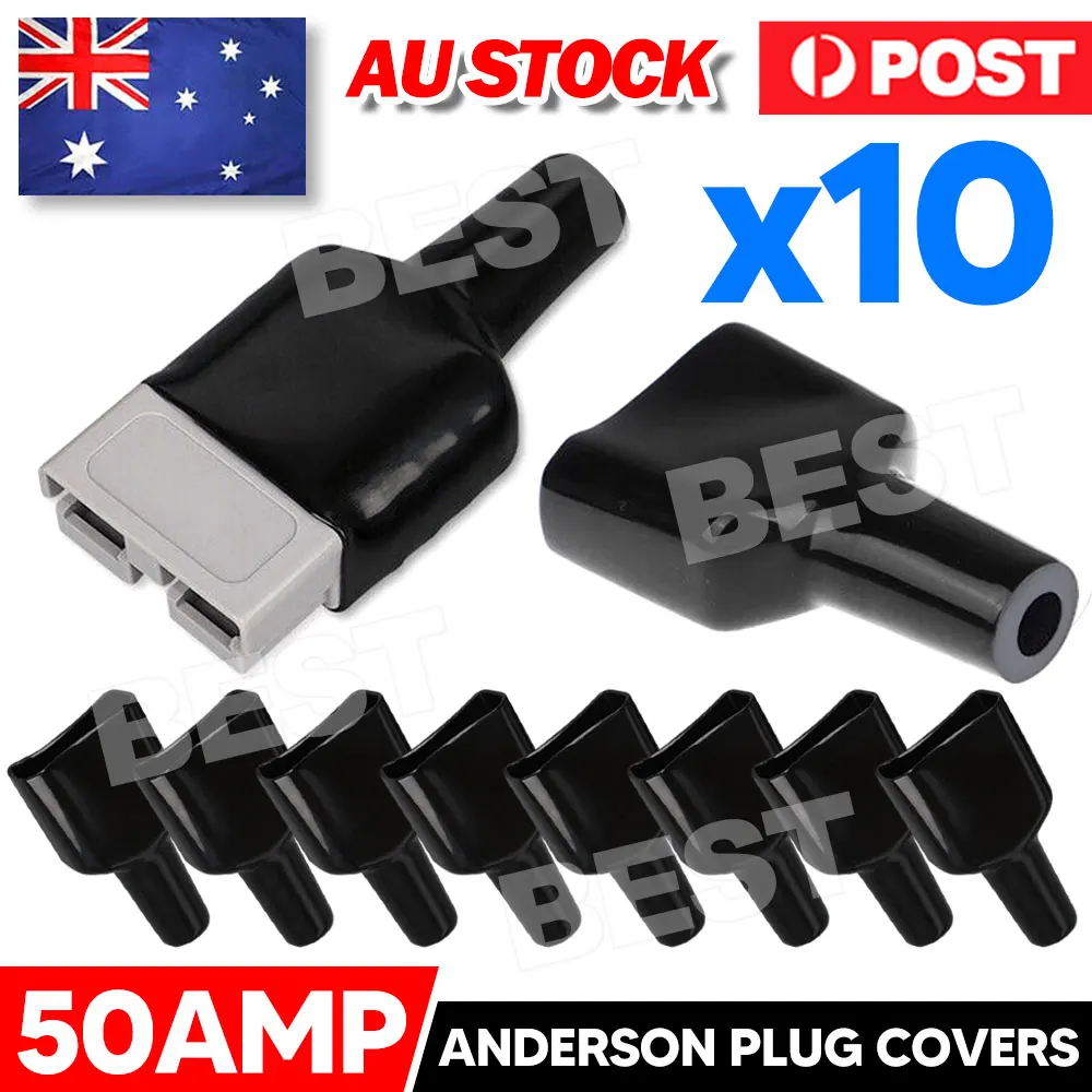 10x Waterproof Anderson Style 50A Plug dust cable sheath cover black 50A /50 AMP