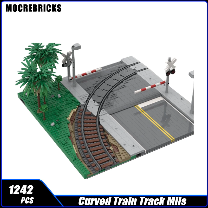 

Изогнутая железнодорожная дорога MOC, строительный блок, уличный вид, Сборная модель, головоломка, Детские кубики, игрушки