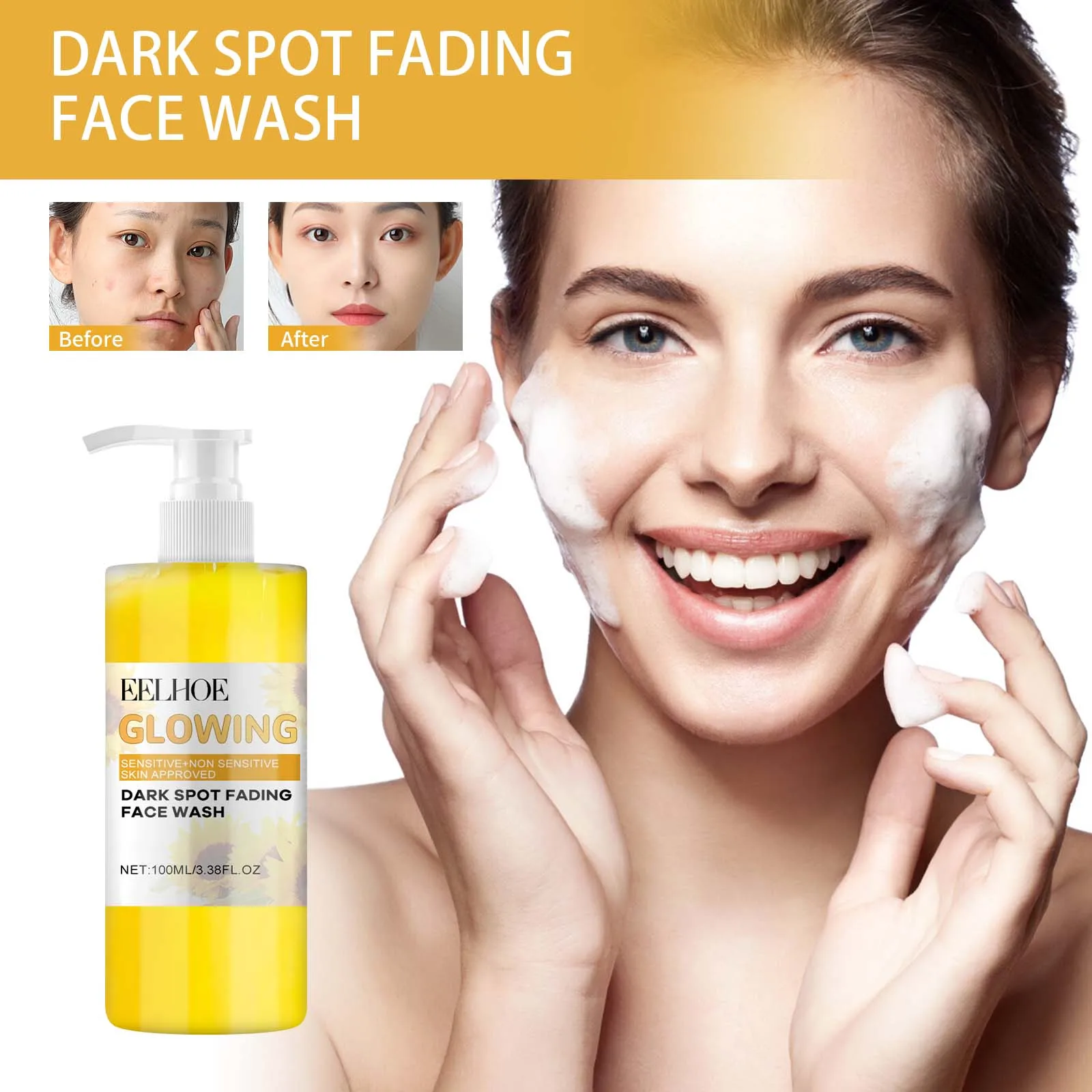 Turmeric Color Cleanser Deep Cleansing Face Lightening Acne Marks Removing Facial Oil Removing Makeup Refreshing Cleanser 2
