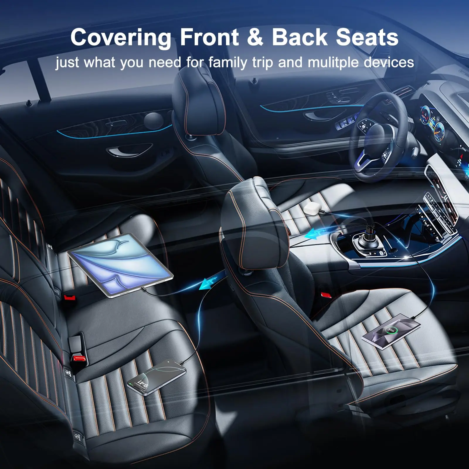 6-in-1 Car Charger Adapter (USB PD / Type-C / iPhone Fast Charge) 3