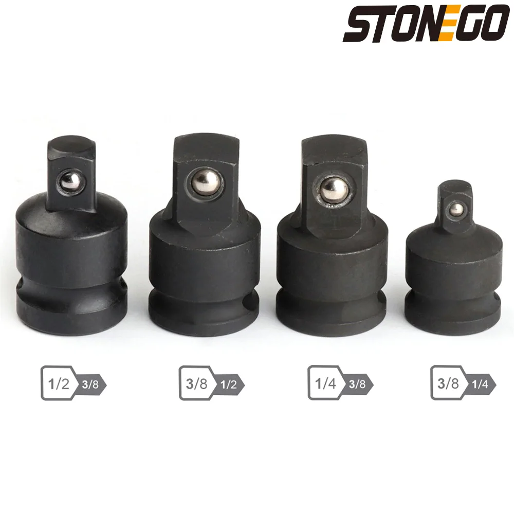 STONEGO 4PCS 1/4" 3/8" 1/2" Air Impact Adapter Converter Socket Adapter Set Reducer Drive Keep Electric Socket Wrench