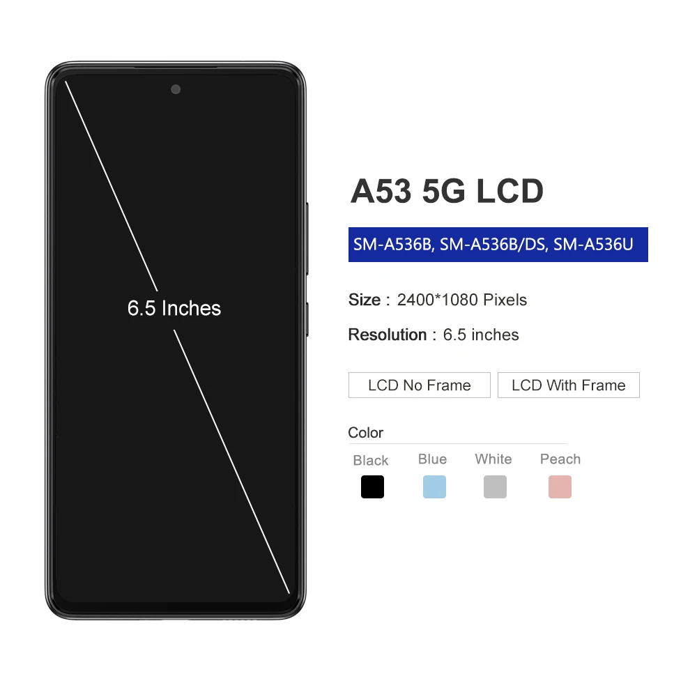 KIMISS Display LCD Touchscreen Per Samsung A53 5G – Sostituzione 6,5″ 2400x1080 Con Strumenti E Telaio, Blu