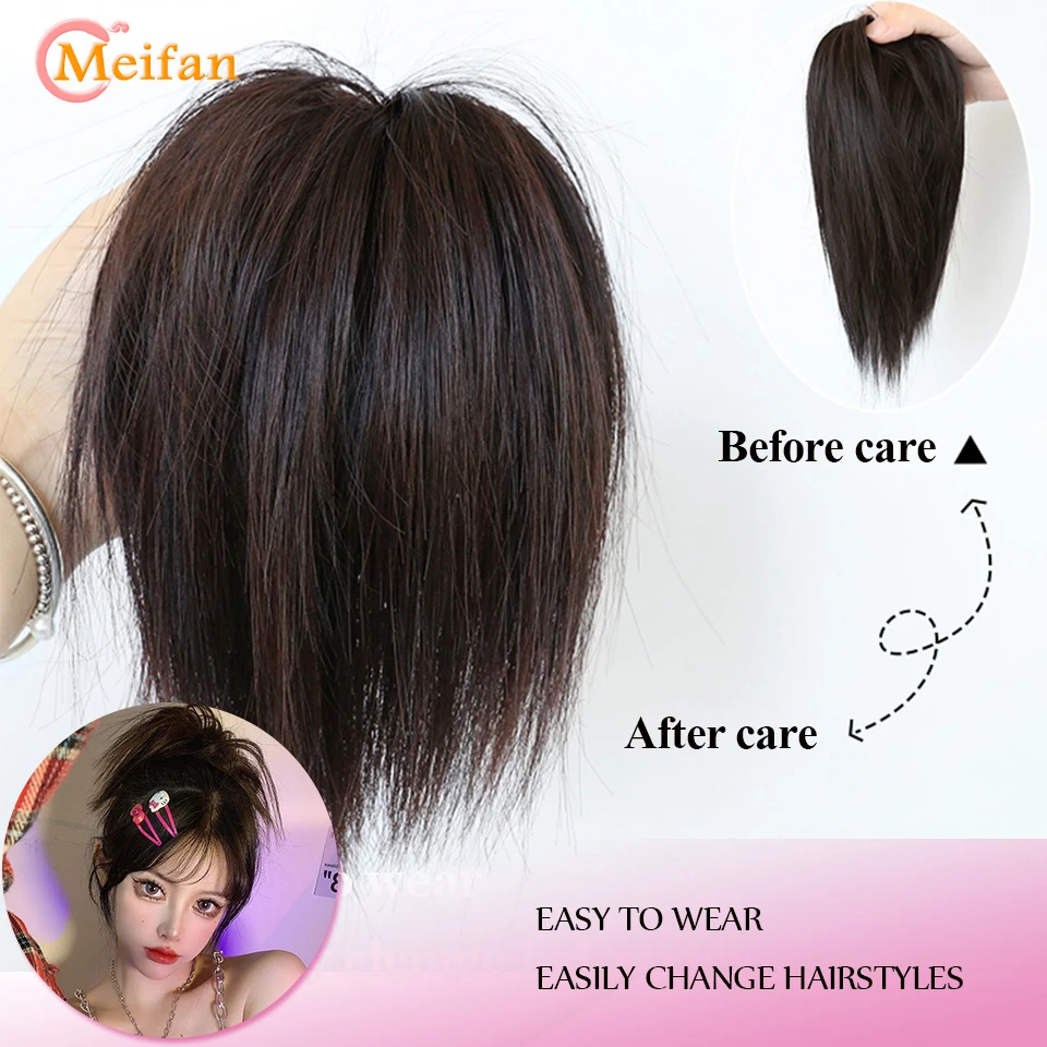 Hair Bun Extensions MEIFAN Synthetic Straight Chignon Messy Fluffy Hair Bun Elastic Band Hair Pieces Scrunchy Wrap Updo False Ponytail Extension