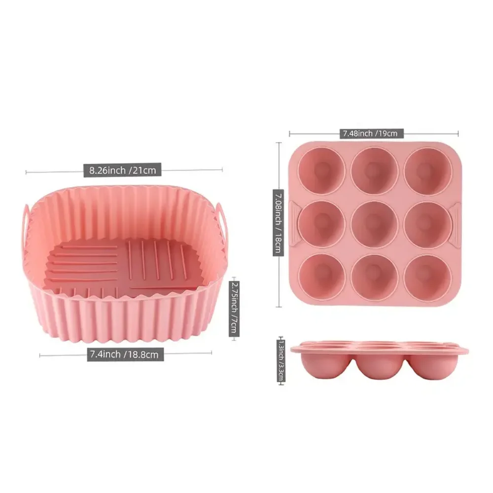 Durable Reusable Silicone Air Fryer Liners - 2-Piece Set for Safe and Easy Cooking