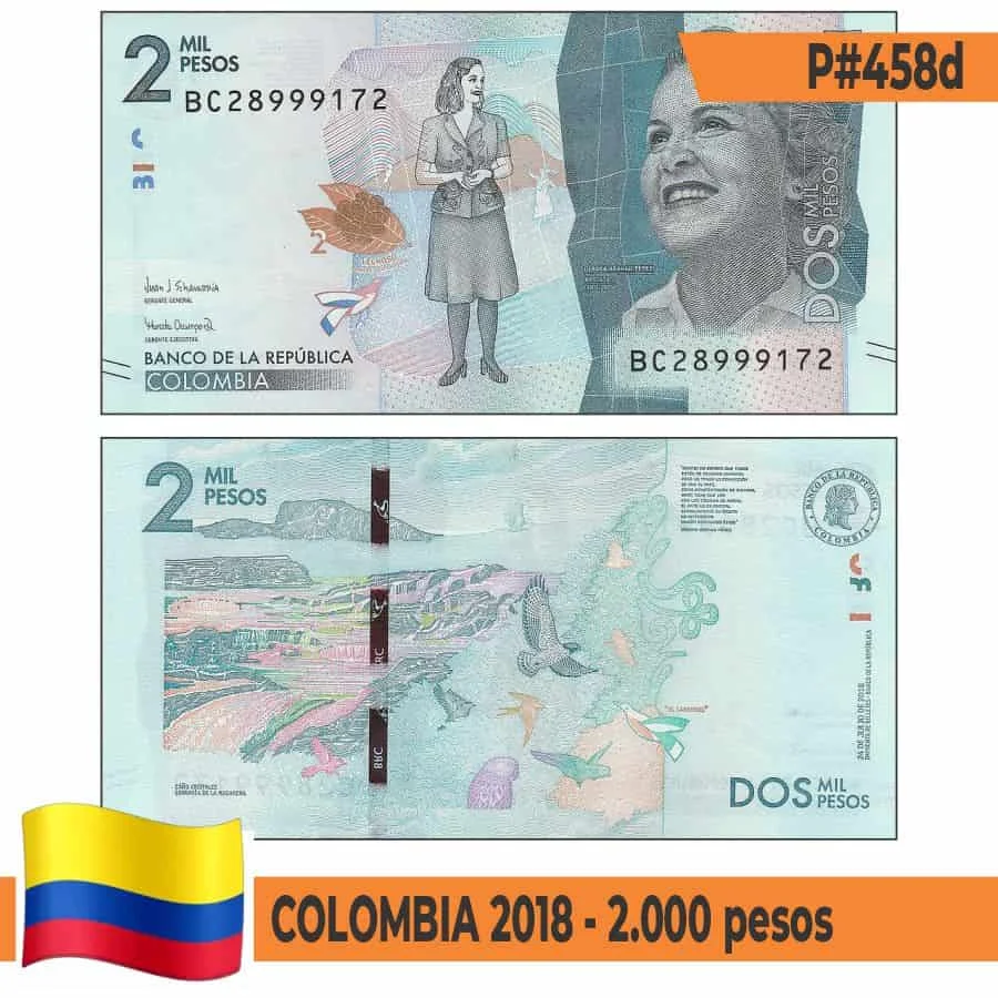 B0808 # Colombia 2018. 2000 Pesos (Unc) P # 458D