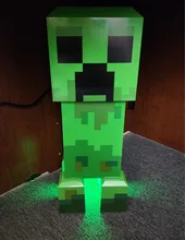 Minecraft Green Creeper Body 12 Can Mini Fridge 8L 2 Door Ambient Lighting  25.2 H 9.5 W 9.1 D 