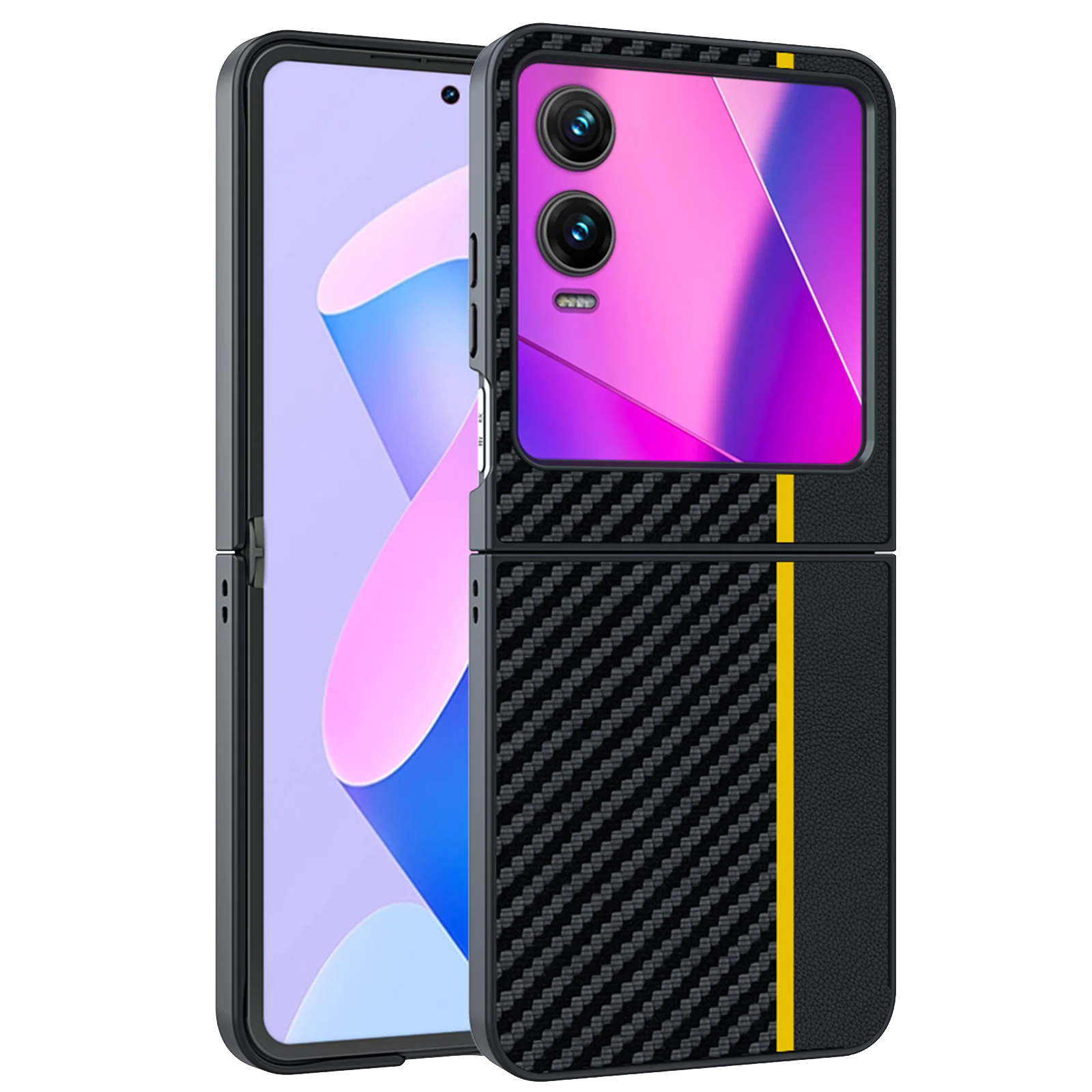 Tecno Infinix Zero Flip Luxury Carbon Fiber Pattern Slim Leather Protective Phone Case