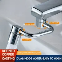1pc 1080° Swivel Faucet Extender Universal Splashproof Dual Spray Modes Rust-proof Bathroom Sink Accessories with Adapter 1