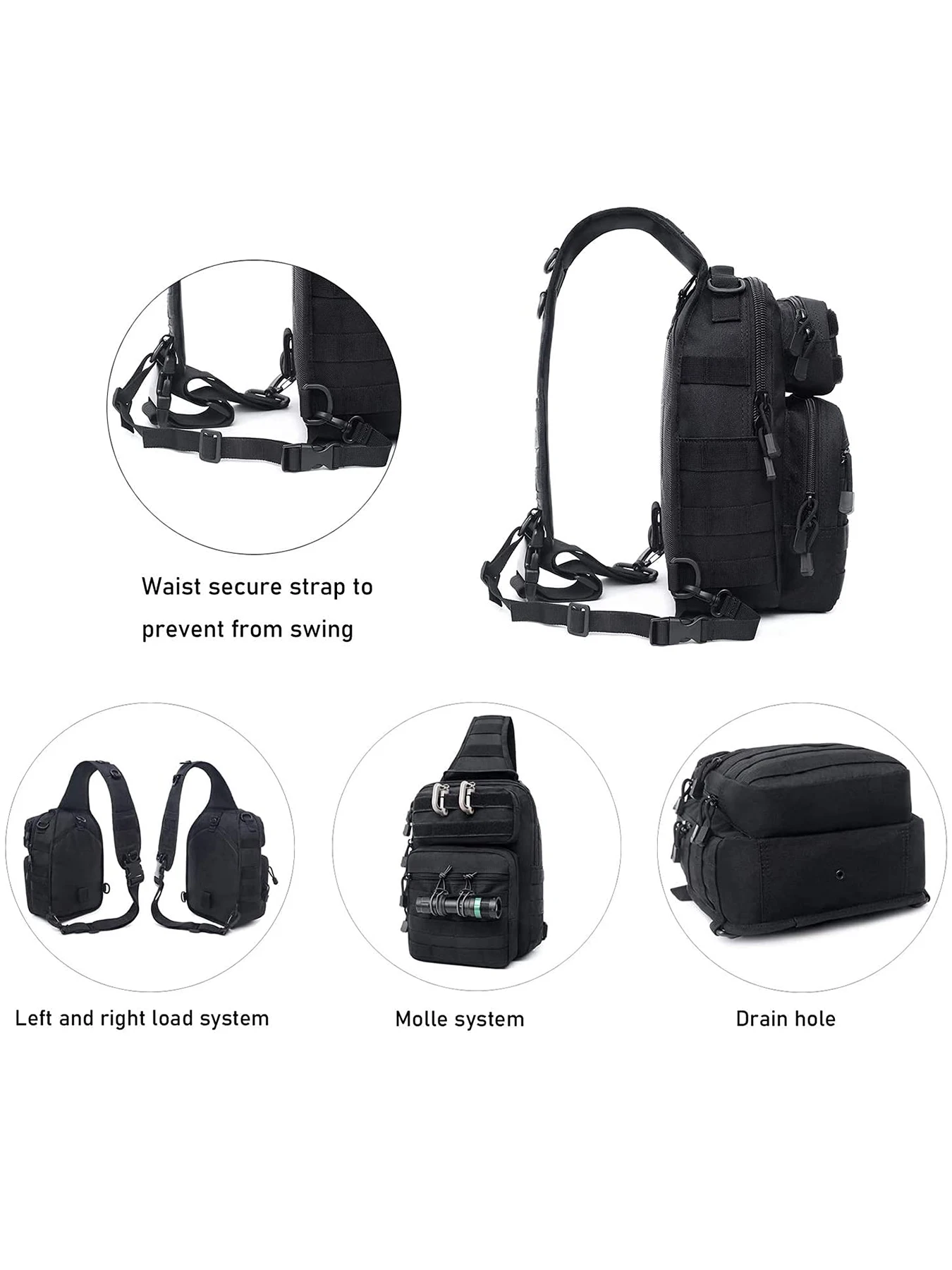 Tactical Bag Rover Shoulder Sling Pack Molle Assault Range PackS Diaper Day Bag for Men Traveling, Trekking, Camping 4