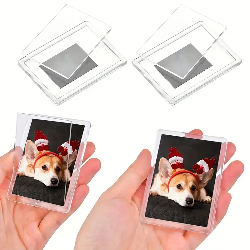 12/20/40Pcs Photo Frame Blank Photo Frame Insert Fridge Magnets Mini Magnetic Refrigerator Photo Picture Frames 2x3.03 In