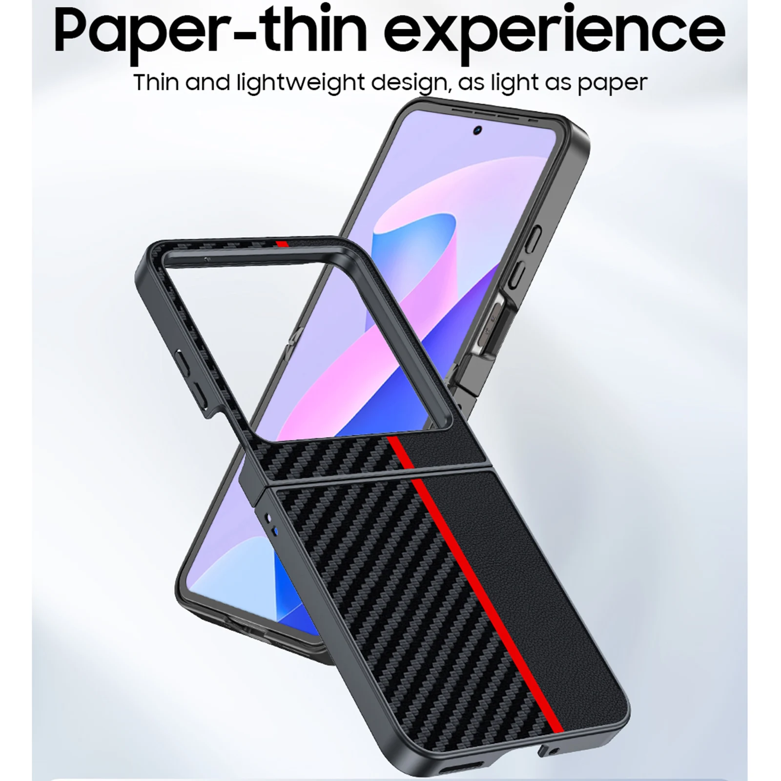Tecno Infinix Zero Flip Luxury Carbon Fiber Pattern Slim Leather Protective Phone Case