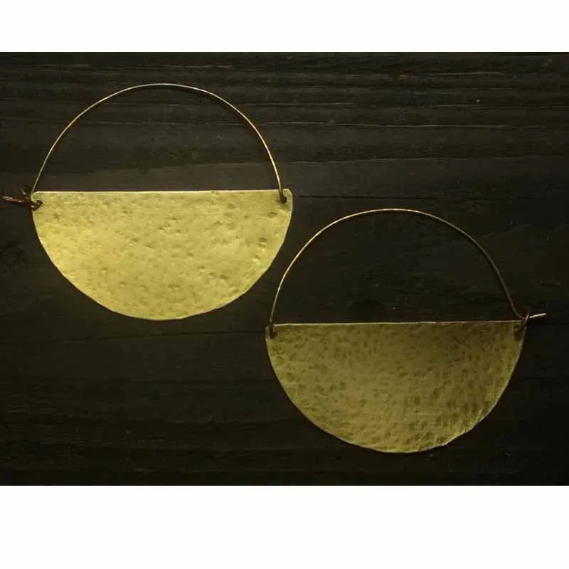 Brass hoop earrings, semicircular hoop earrings, half-moon hoop earrings, Bohemian hoop earrings, geometric hoop earrings