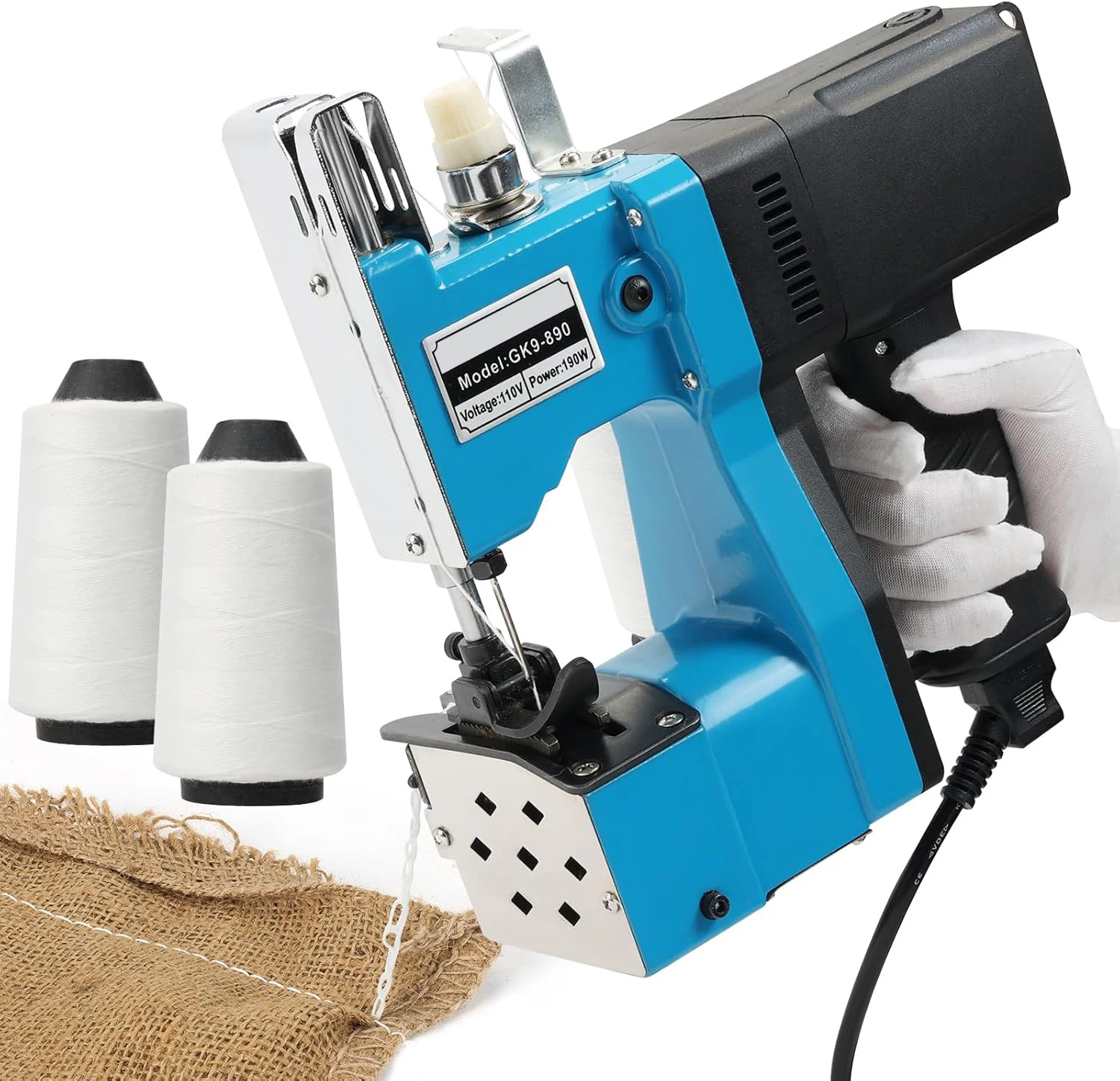 Máquina de Coser Portátil Eléctrica de 190W para Cerrar Bolsas, Automática, para Bolsas de PP Tejido, Papel Kraft, Bolsas de Piel de Serpiente, Bolsas de Plástico, Bolsas de Papel de Arroz