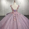 Vestidos De 15 Quinceañera Flowers Vestidos De 15 Años Purple V-neck Beading Lace Evening Party Dress 2022 DY9972 Bar Mitzvah 6