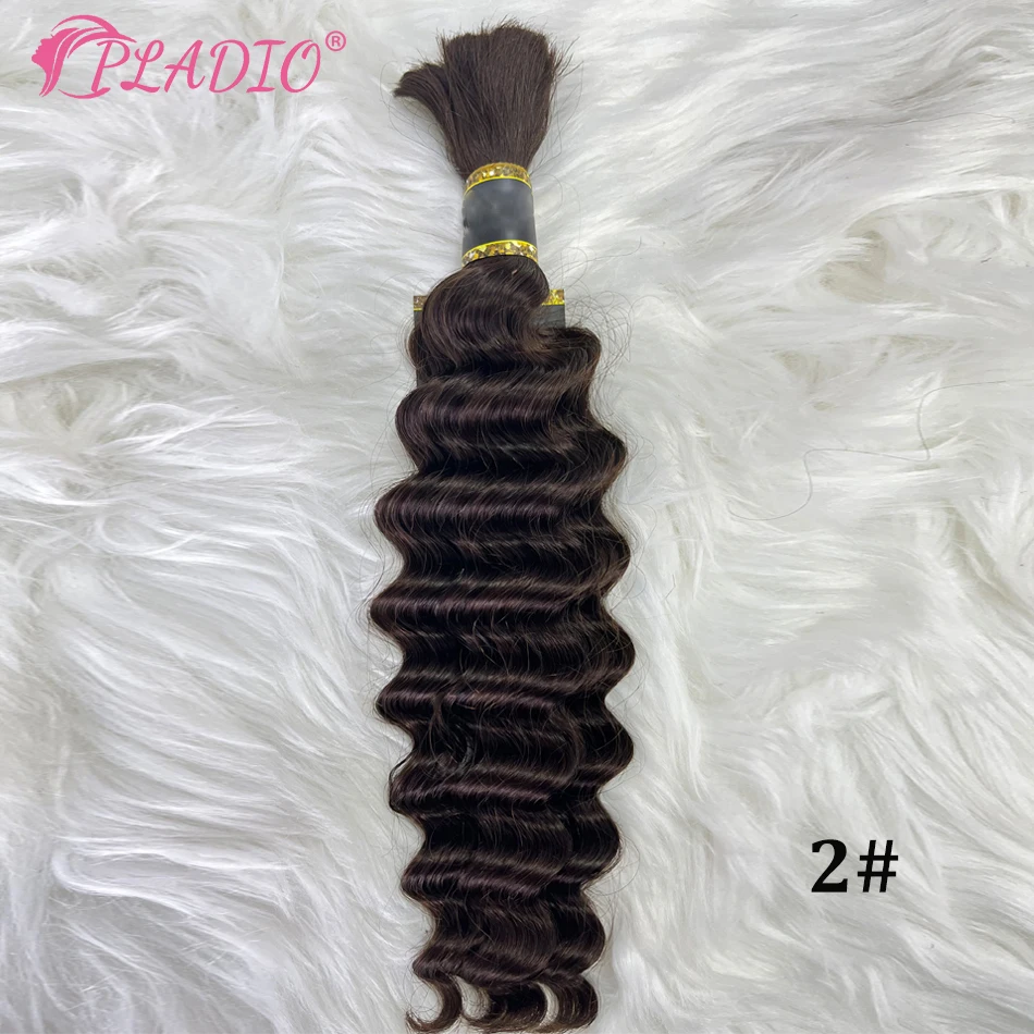 100% Real Human Hair Bulk Hair Extensions Deep Wave Bulk 14-28 Inch 100 Grams Natural Brown For Ins Fashion Women