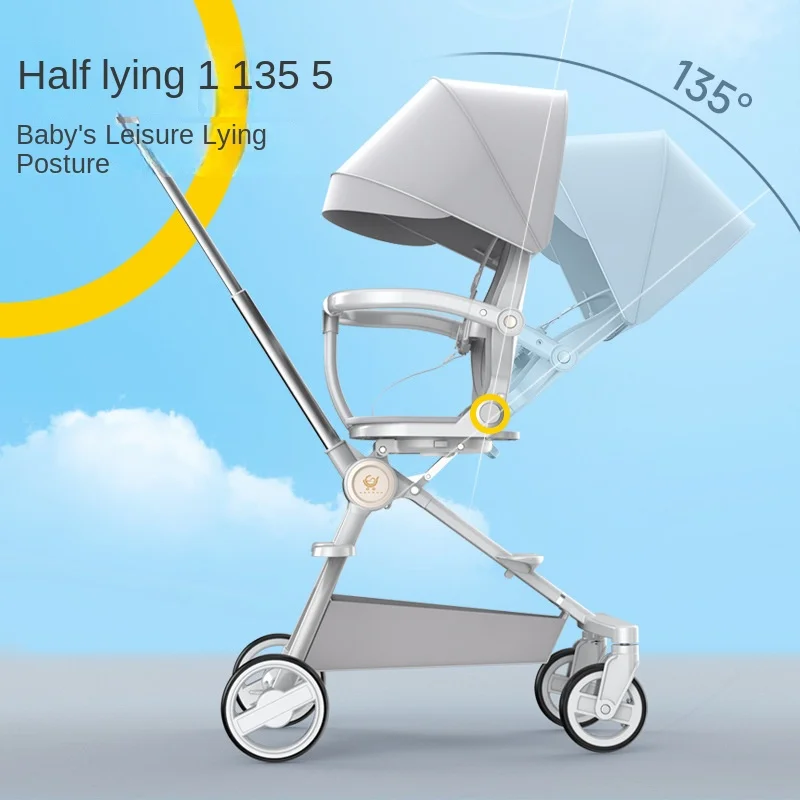 Walking bBby Artifact Stroller Can be Boarded Light Folding Trolley Two-way Push Seat High Landscape Children's Stroller