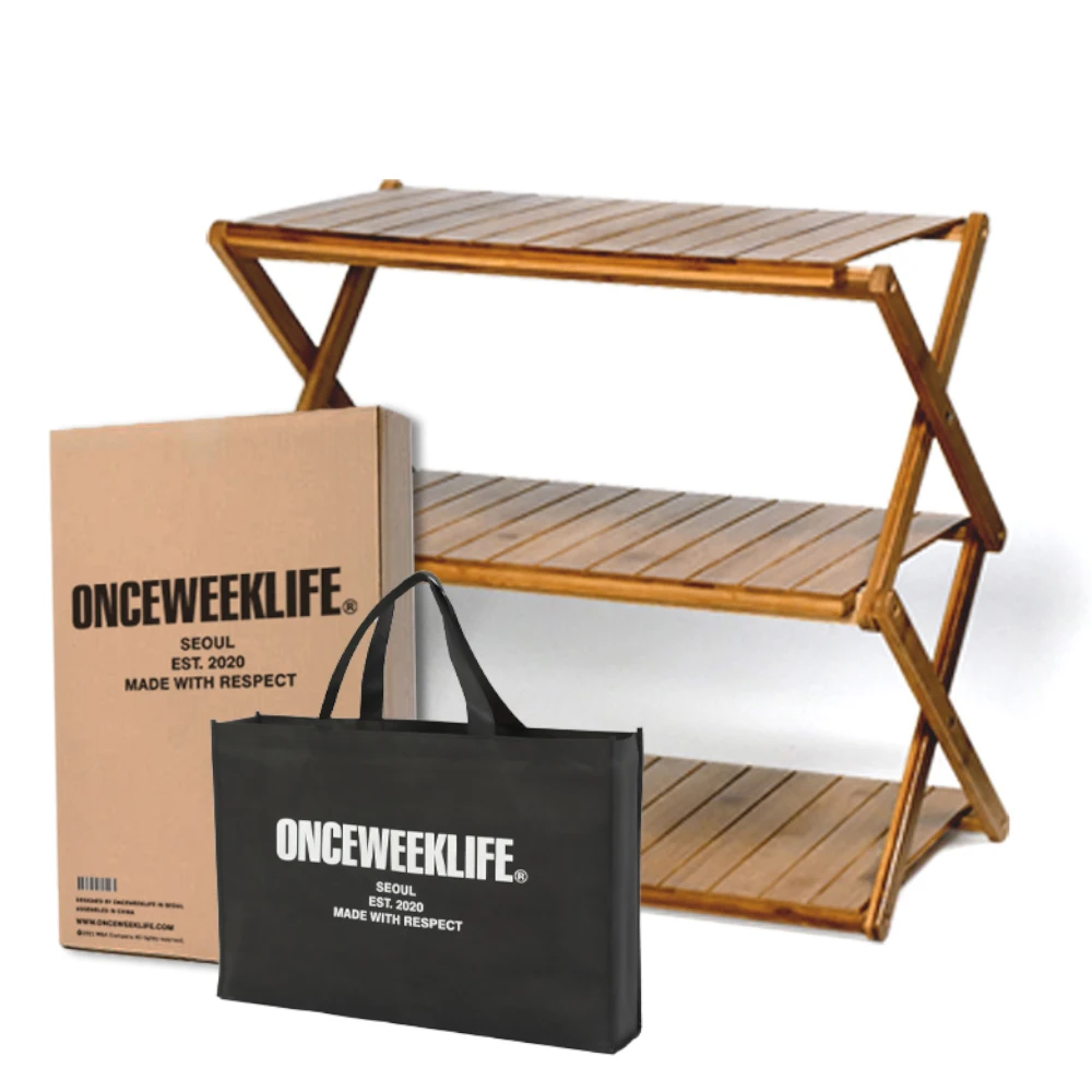 (ONCEWEEKLIFE) Wood Shelf with Wood Shelf + bag
