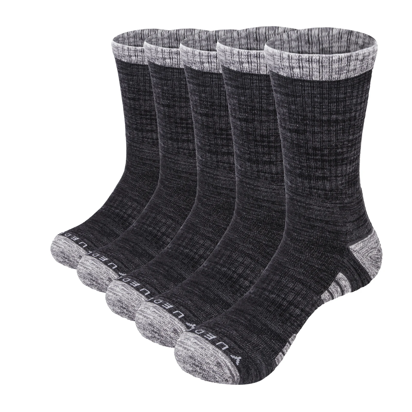 YUEDGE Men's Terry Cushion Cotton Crew Socks Outdoor Hiking Walking Backpacking Trekking Athletic Sports Socks 37-46 EU 5 Pairs