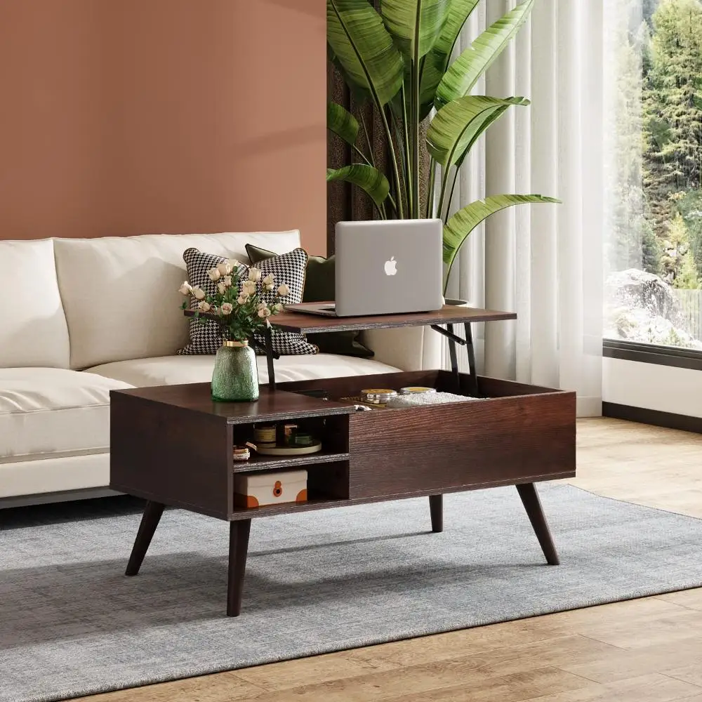 Lift Top Coffee Table for Living Room,Small Coffee Table with Storage,Hidden Compartment and Adjustable Shelf 2