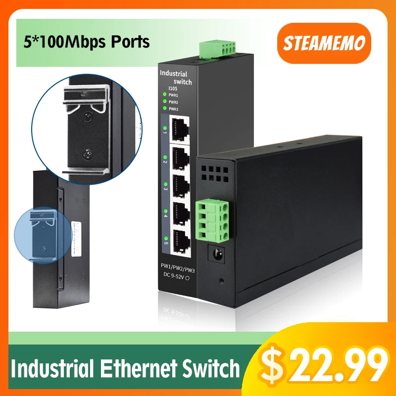 Details about   5-port8-port industrial switch 12V24V entry-level100M industrial Ethernet track 