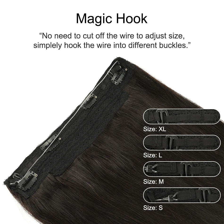 80G Fish Line Human Hair Extensions Straight Halo Clip In Remy Hair Extensions OnePiece Invisible Wire Extension For Women hair extensions