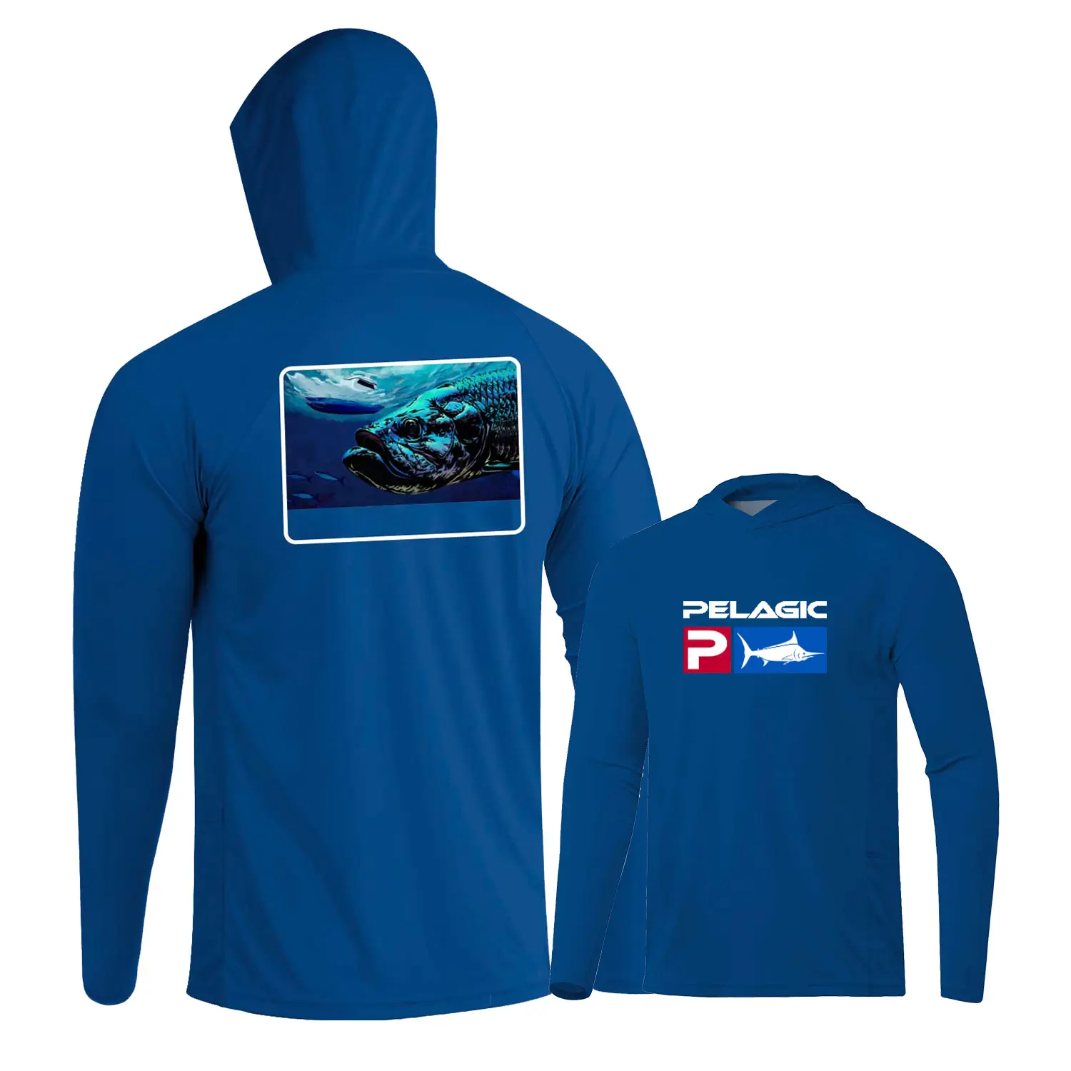 

Рубашки Pelagic для рыбалки, синие рубашки с капюшоном, Мужская УФ-защита, камуфляжная увлажняющая одежда Pelagic для рыбалки, топы