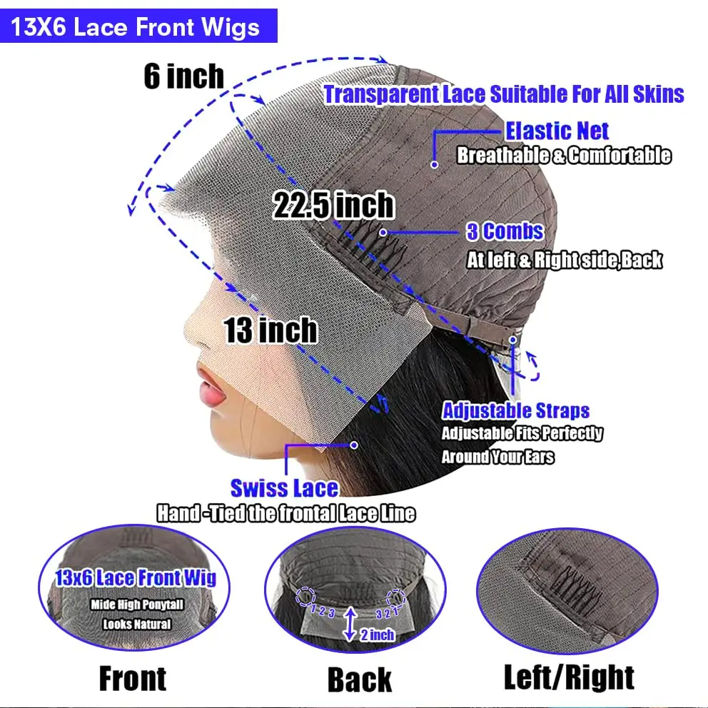 Body Wave Lace Front Wigs 30 Inch 13x6 Pre Plucked Synthetic HD Lace Front Wig 180% Density Frontal Glueless Wigs with Baby Hair lace front wig