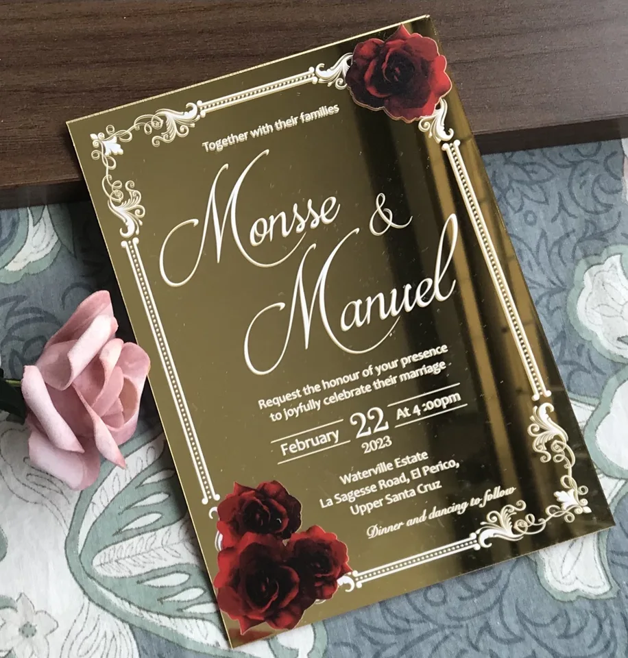 Invitation Cards Wedding Acrylic Mirror  Acrylic Wedding Invitation Rose  Gold - Cards & Invitations - Aliexpress