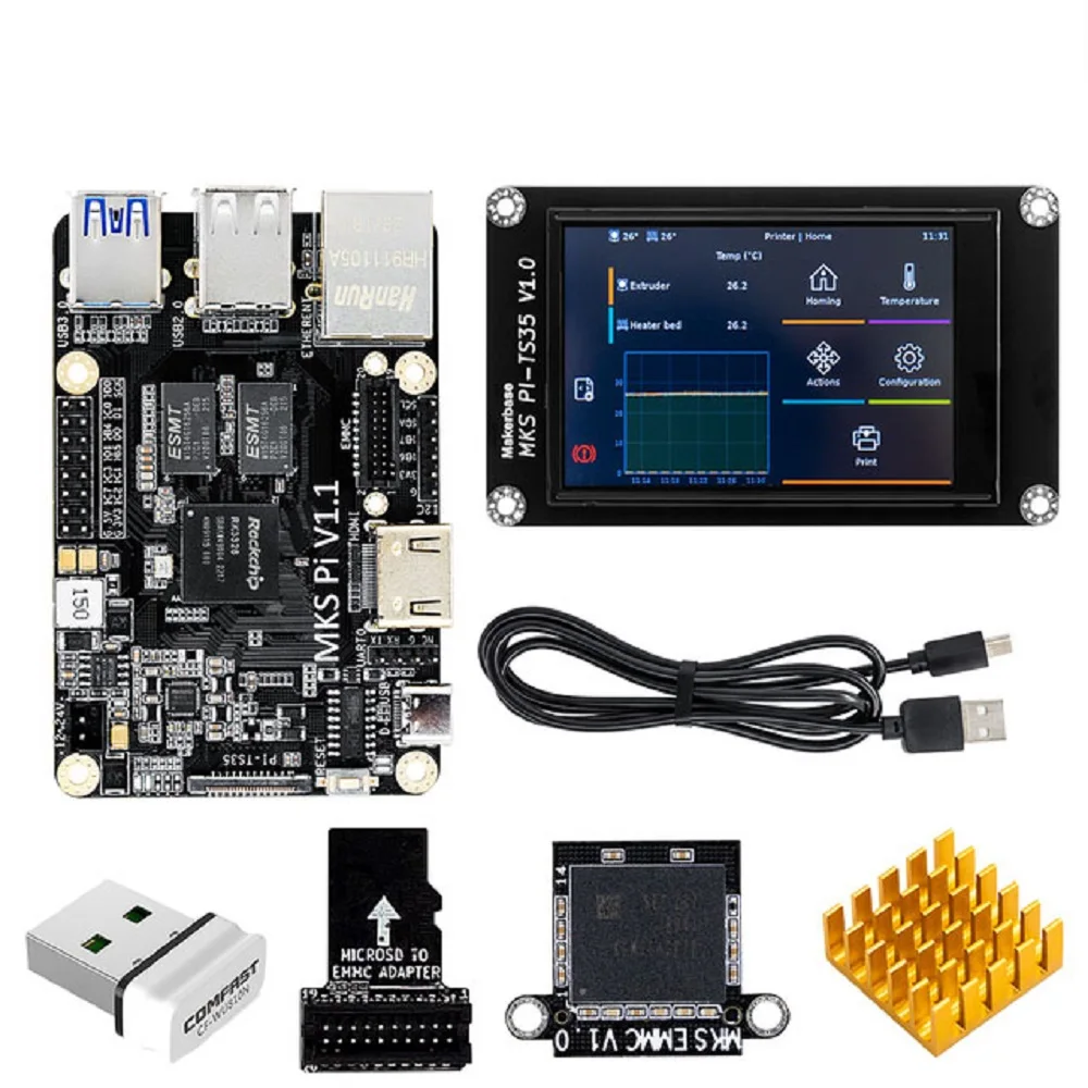 Makerbase MKS PI Board Quad-core 64bits SOC Onboard Runs Klipper&3.5/5 Inch Touch Screen for Voron VS Raspberry Pi Board NEW