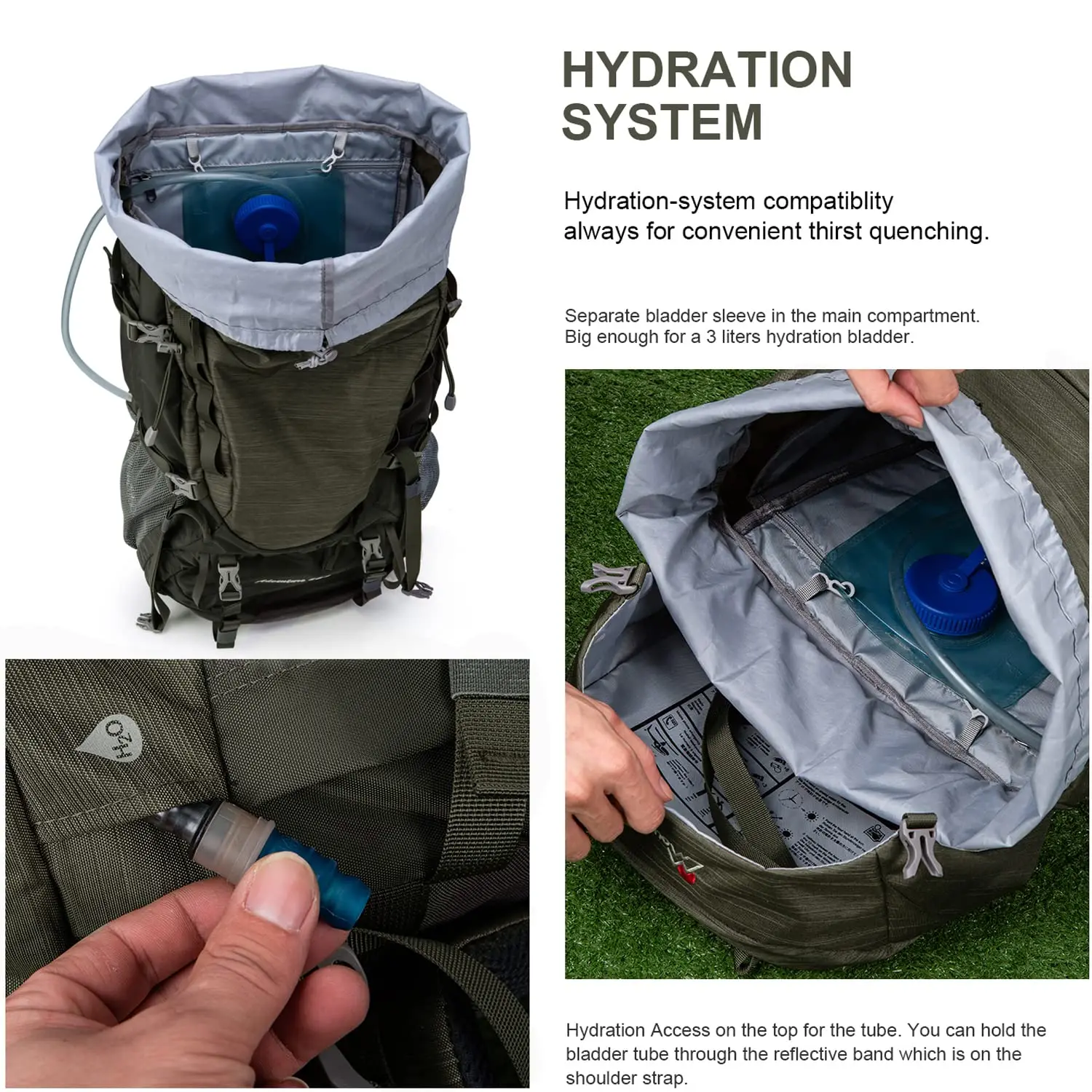 MOUNTAINTOP Hiking Backpack 55L Trekking Backpack Women's for Travel Climbing Camping, Internal Frame Backpacks with Rain Cover