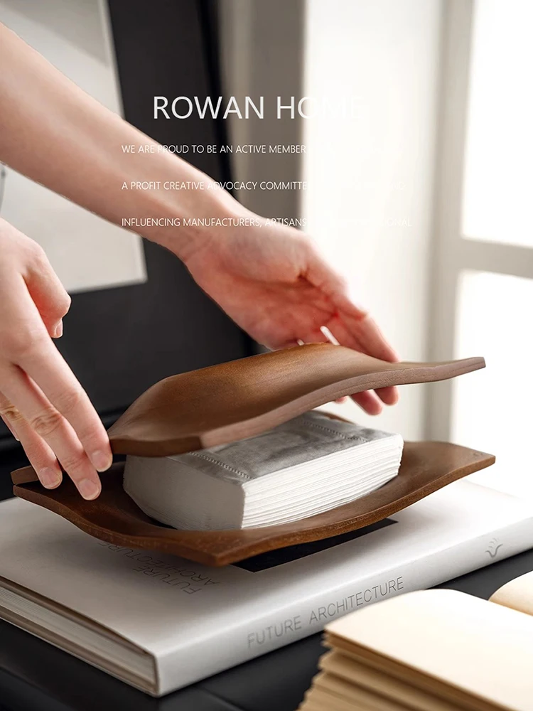 Walnut Wood Tissue Boxes Cover Tissue Holder Napkin Case for Home Decoration Hotel Restaurant Light Luxury Scandinavian Style 4