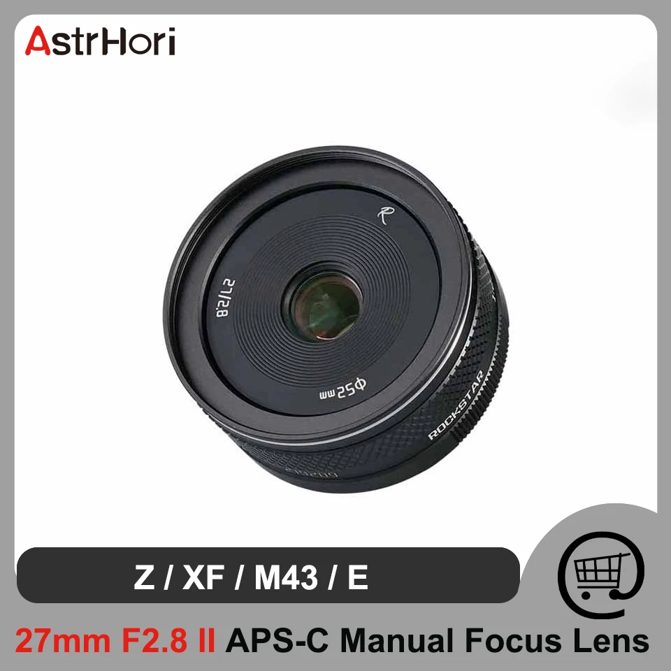 Astrhori 27Mm F2.8 Ii Grande Apertura Aps-C Obiettivo Manuale Con Messa A Fuoco Primaria Per Fotocamera Nikon Z Fuji X Eos M M43 Mount