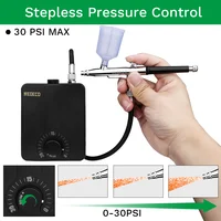 Dual-Action Airbrush Kit with 30PSI High-Pressure Auto Stop Stepless Control Compressor Kit for Painting Model Makeup Nail 2