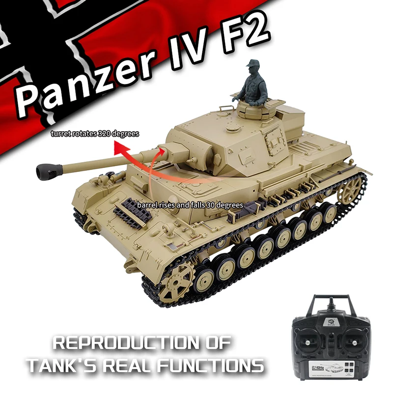 COOLBANK henglong 3859-1 Upgrade Version 1:16 Remote Control German Panzer IV F2 Tank Model Airsoft bullets W/ (5000mah Battery) 4