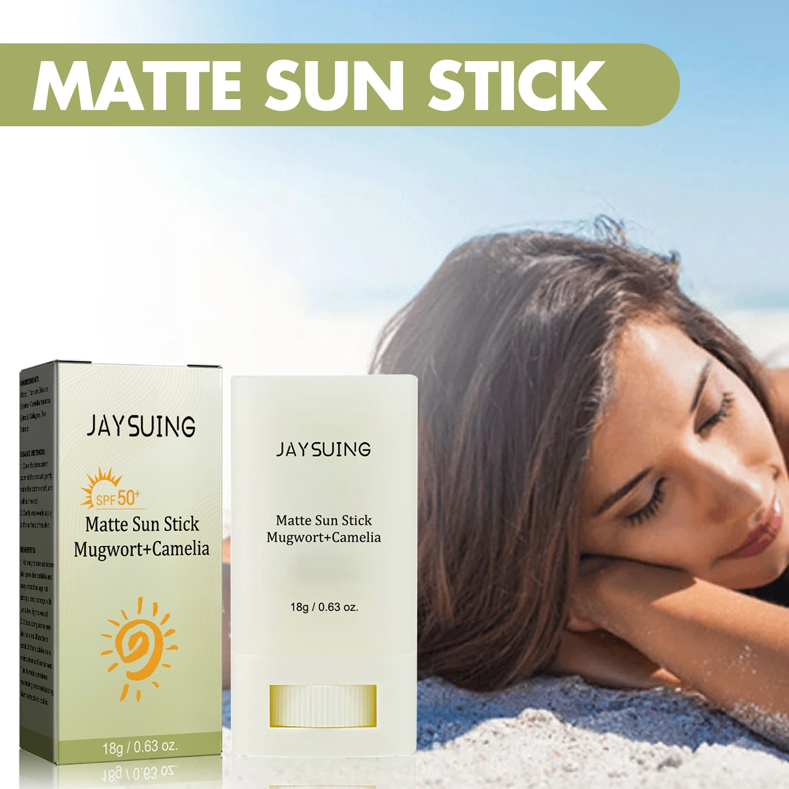 Beauty Matte Sun Stick SPF 50+ 18g Beach Defense Moisturize Uv Protection Repair Whiten Summer Refreshing Face & Body Sunscreen