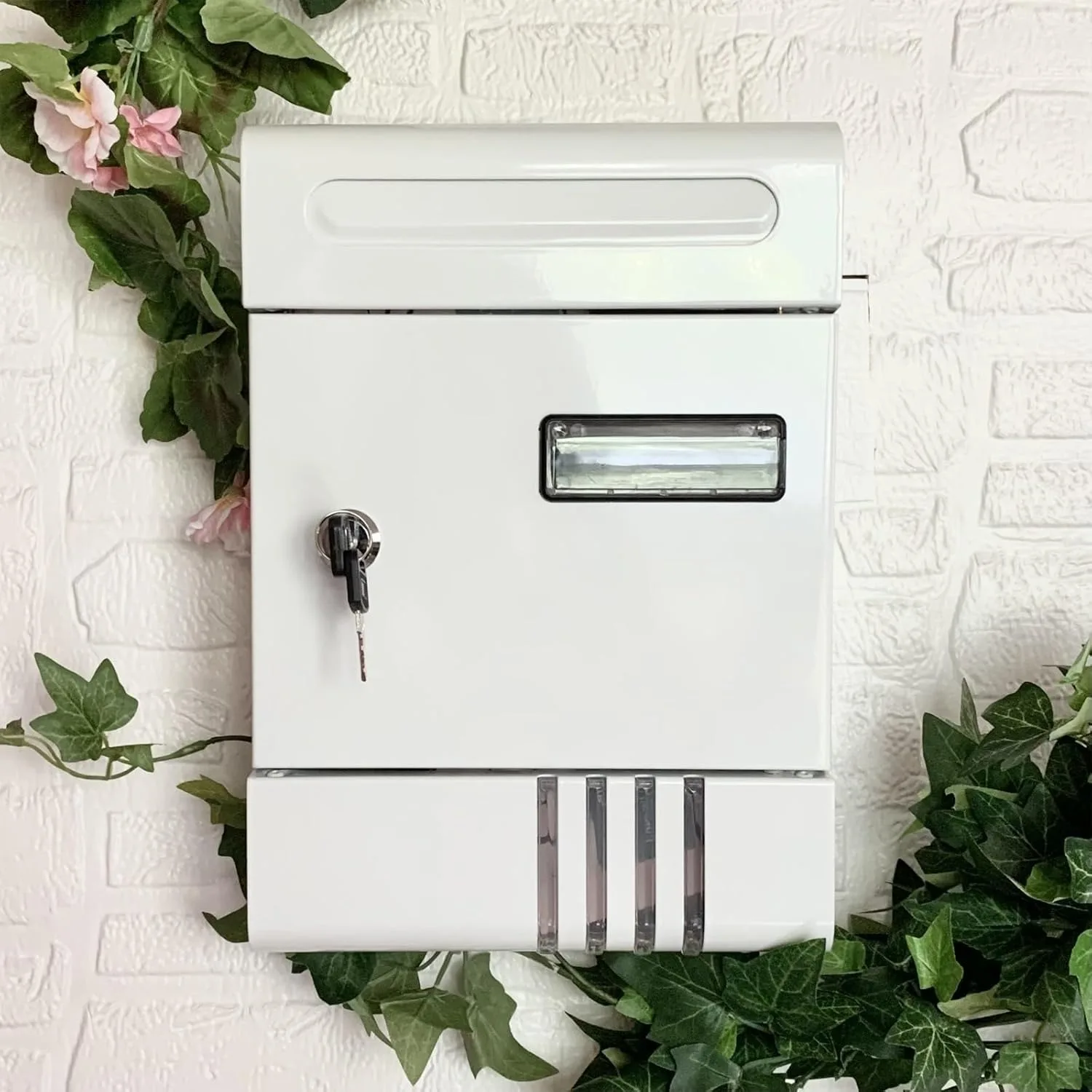 Wall Mount Mailbox Metal Delivery Box Lockable Commercial Windproof with 2 Keys Outdoor Postbox Letterbox for Gate Home