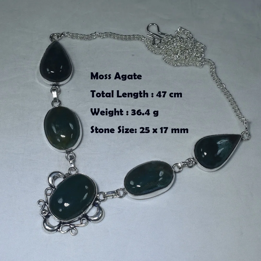 Genuine Moonstone Sodalite Blue Topaz Moss Agate Jasper Citrine Necklace Pendant 4