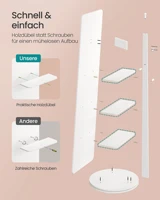 Дзеркало SONGMICS в полный рост, стоящее зеркало 360° °   Вращающееся зеркало 163х45 см с базовыми полками и крючками из прозрачного закаленного стекла. — изображение 5