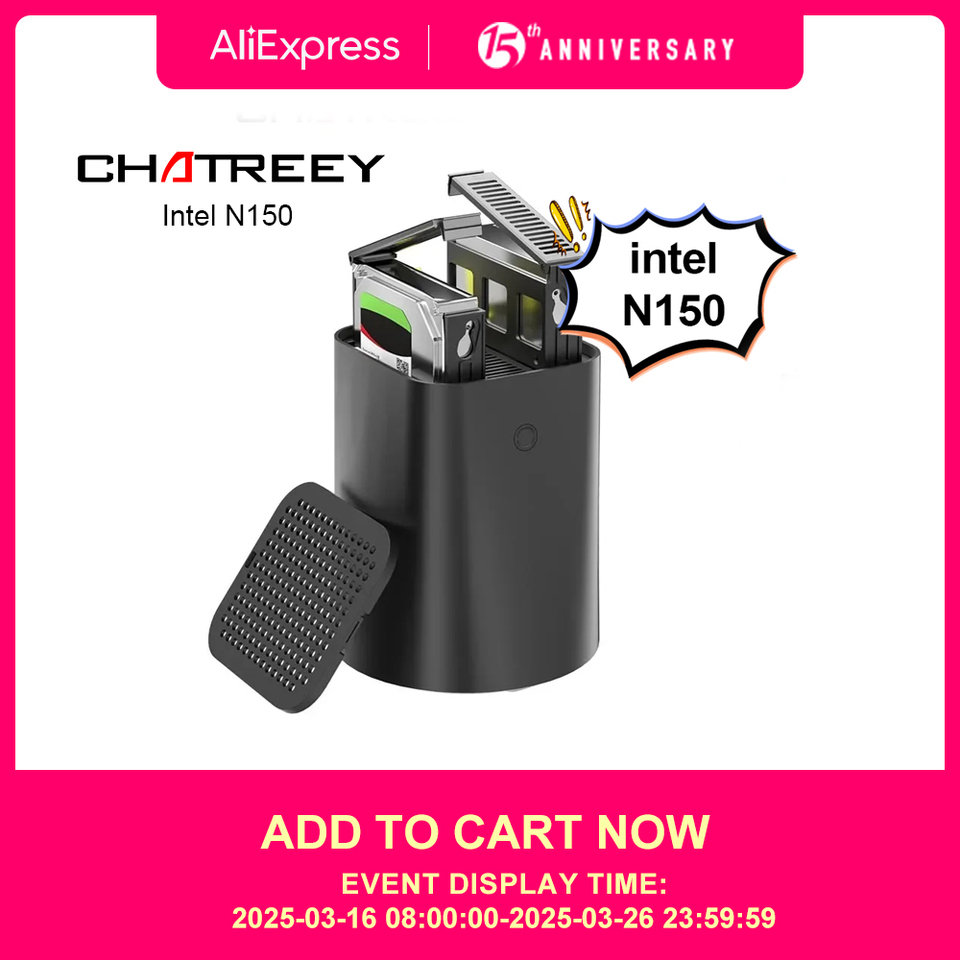 Intel Celeron N150 Chatreey NAS Mini PC SSD Windows 11 Computer Dual 2.5G LAN Firewall Server