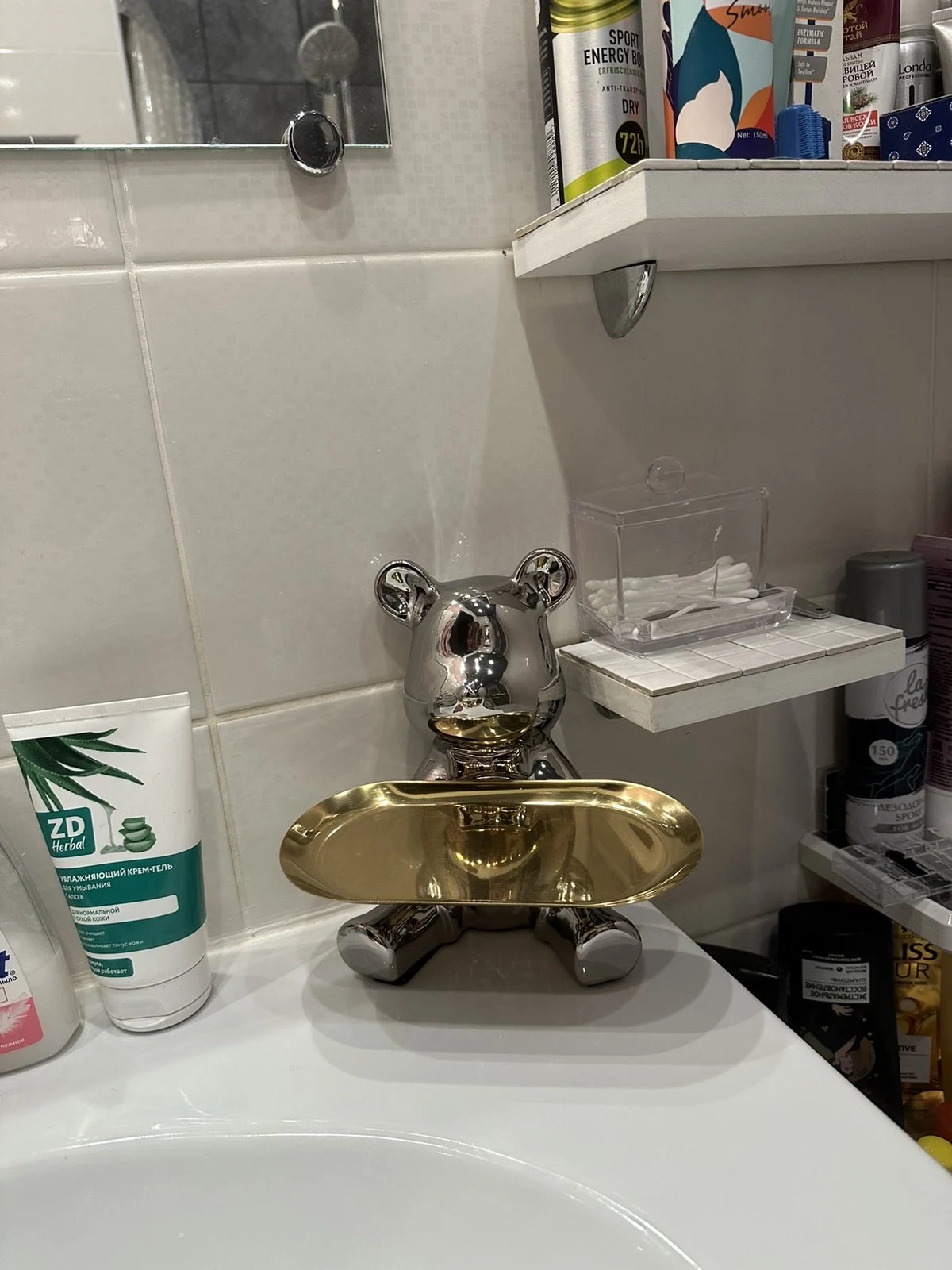 YuryFvna Sculpture Ceramic Colorful Plating Bear Storage Box Home Living Room Desktop Storage Tray Decorative Statue